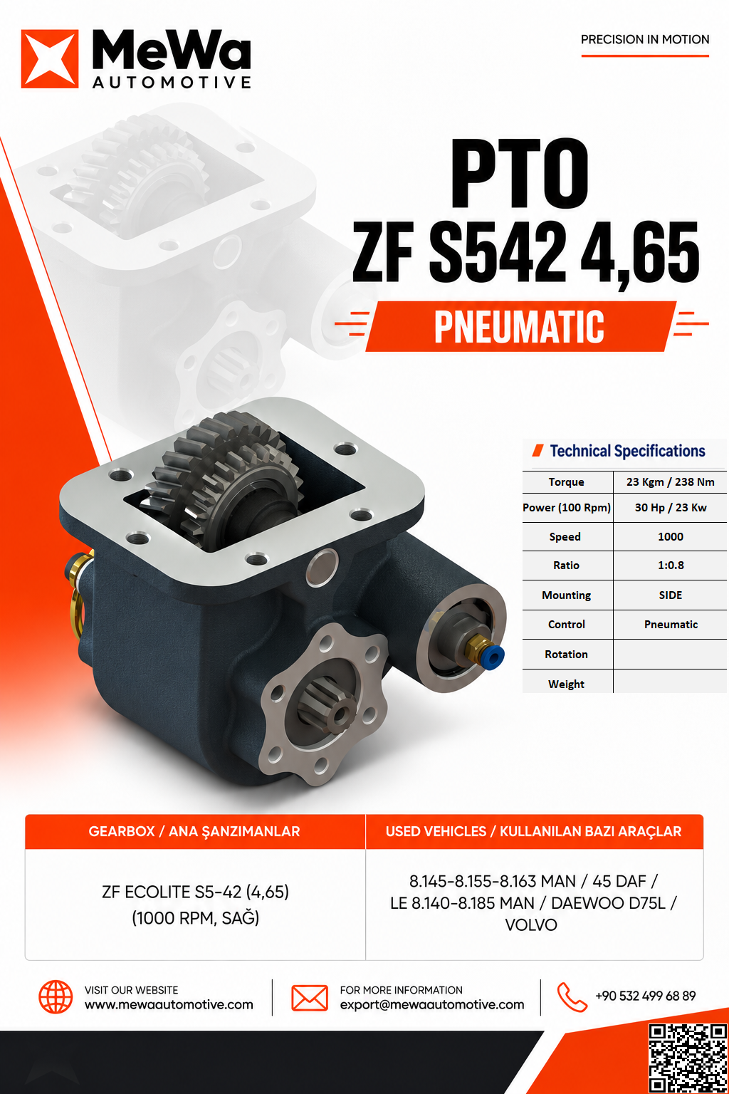 PTO ZF S5-42 4,65 PNEUMATIC PTO ZF S5-42 4,65 PNEUMATIC